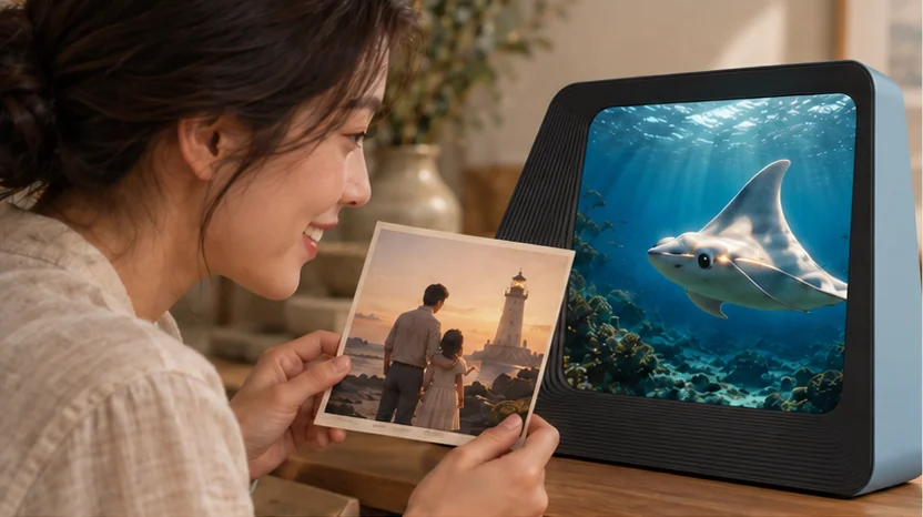 A woman sharing a meaningful photograph with her Para Para AI life